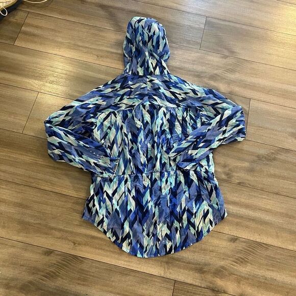 Nike Blue Pattern Athletic Workout Lightweight Jacket Women Large - Picture 6 of 6